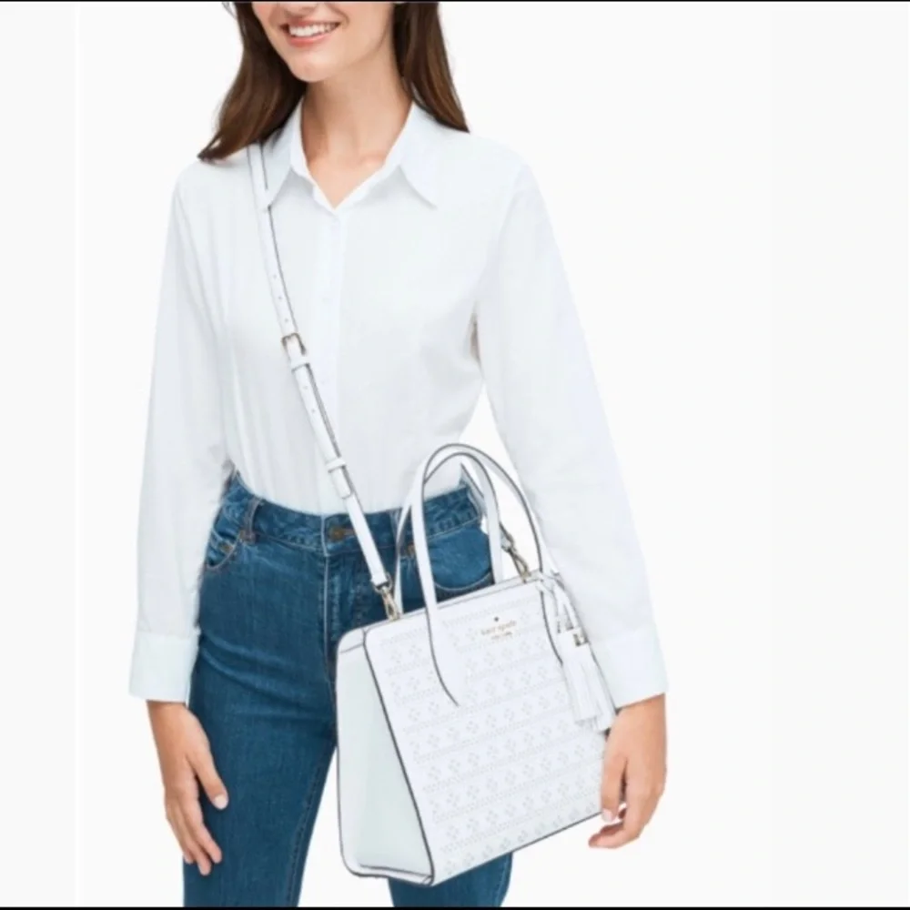 Kate Spade perforated Spring White Satchel NWT - Picture 3 of 9